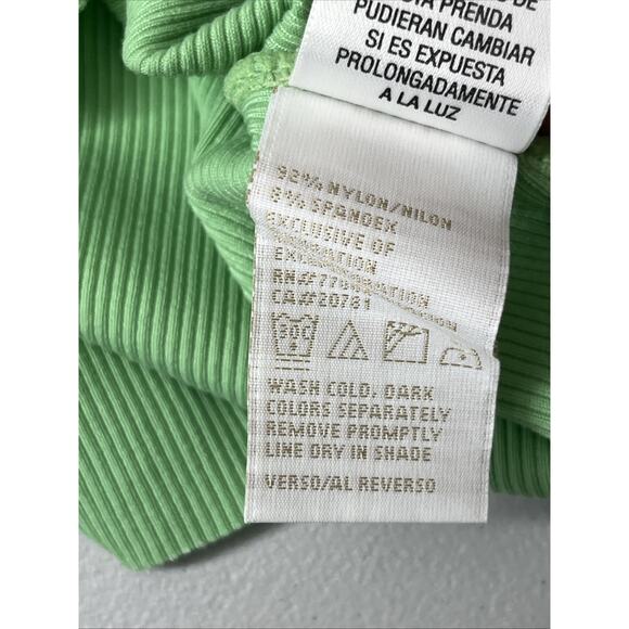 Tommy Jeans Y2K Ribbed Tank Top Scoop Neck Small Green Embroidered Logo Stretch - Picture 7 of 8